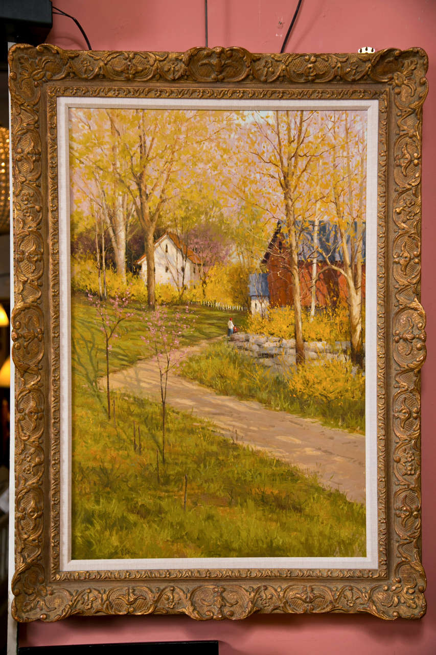 Signed American Oil on Canvas of a Countryside Scene By Deborah Cotrone 2