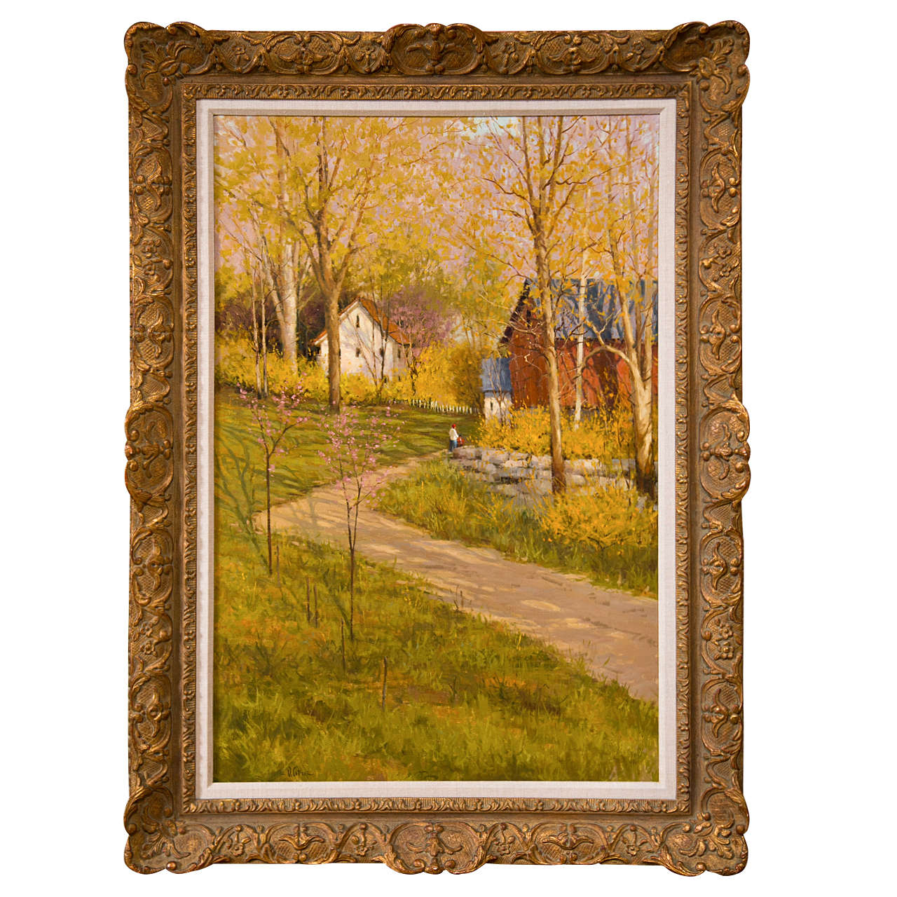 Signed American Oil on Canvas of a Countryside Scene By Deborah Cotrone