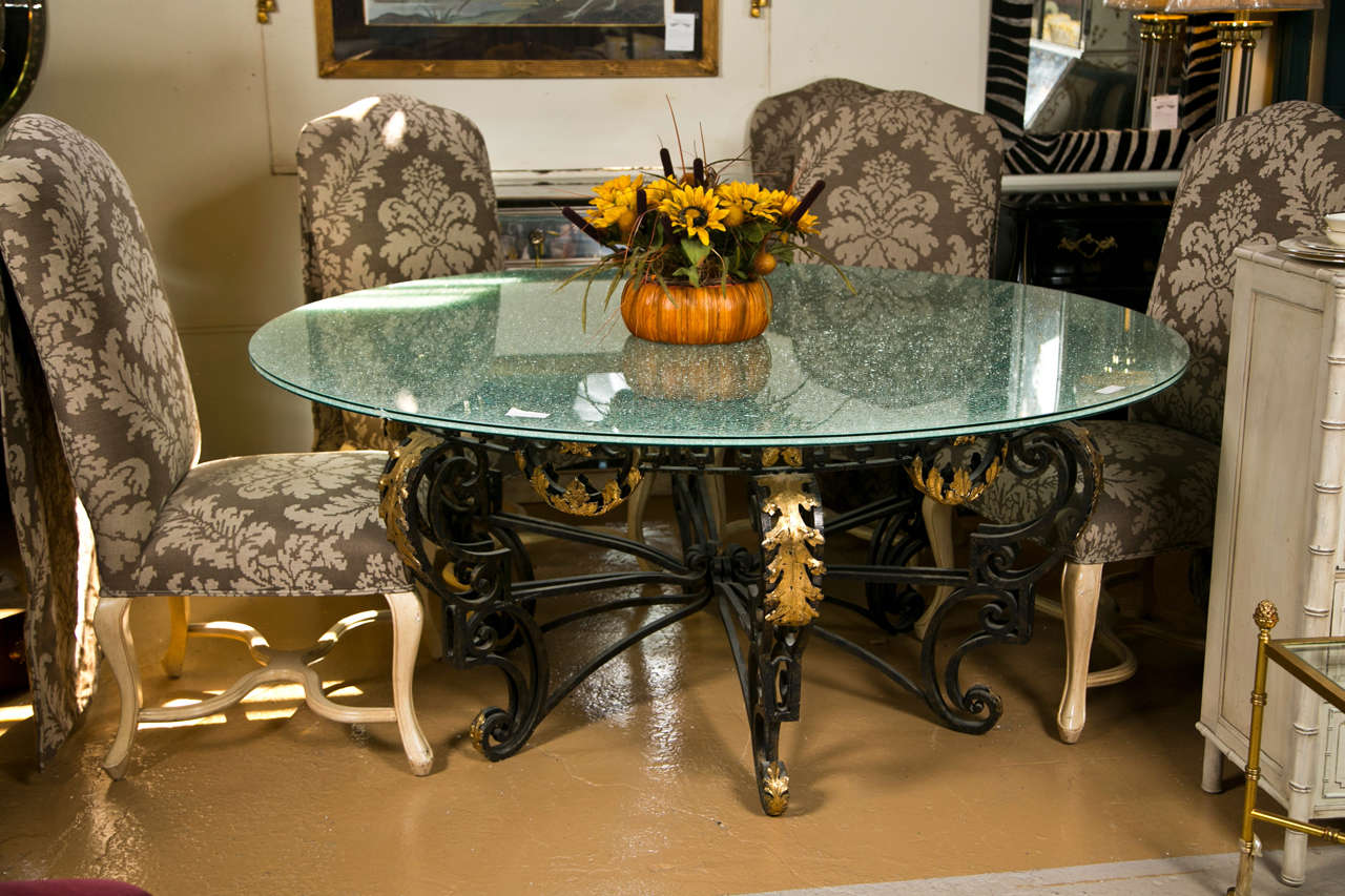 Art Nouveau Style Crackle Glass Round Dining Table 1