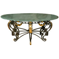 Art Nouveau Style Crackle Glass Round Dining Table