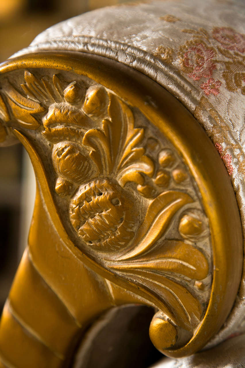 Decorative Neoclassical Style Gilded Bench 1