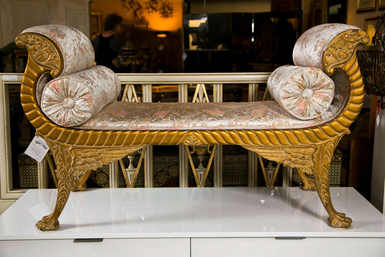 Decorative Neoclassical Style Gilded Bench 2