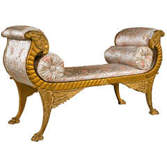 Decorative Neoclassical Style Gilded Bench