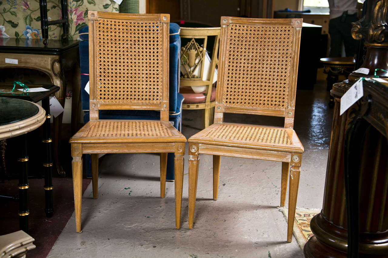 Set of Four French Caned Side Chairs, Italian 3