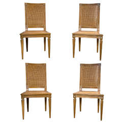 Set of Four French Caned Side Chairs, Italian