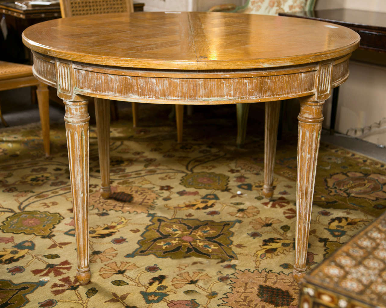 Louis XVI Style Circular Extension Dining Table 5