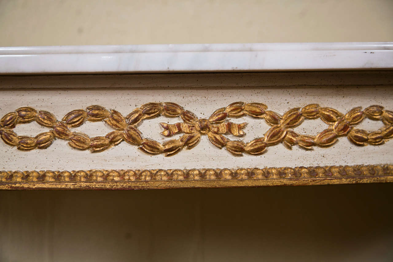 French Louis XVI Style Demilune Console Table In Good Condition In Manhasset, NY