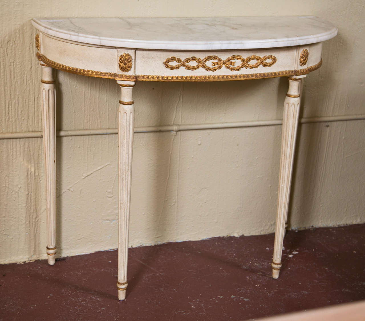 French Louis XVI Style Demilune Console Table 2