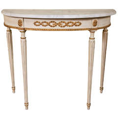 French Louis XVI Style Demilune Console Table