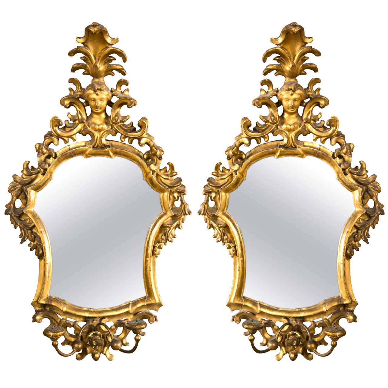 Pair of French Rococo Style Mirror Girandoles