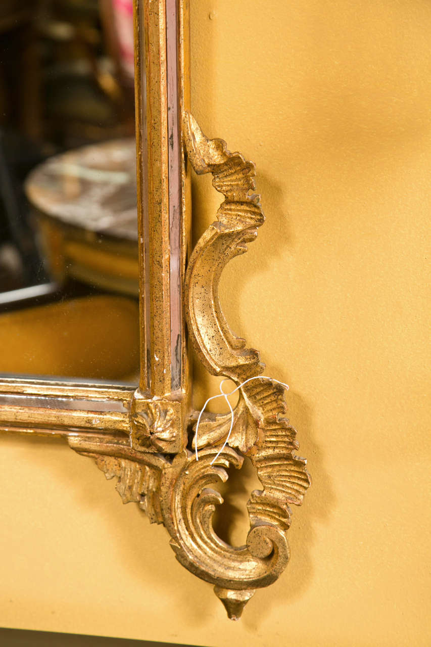 American Decorative Giltwood Mirror Rectangular Frame Decorated With Foliage And Scrolls