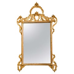 Decorative Giltwood Mirror Rectangular Frame Decorated With Foliage And Scrolls