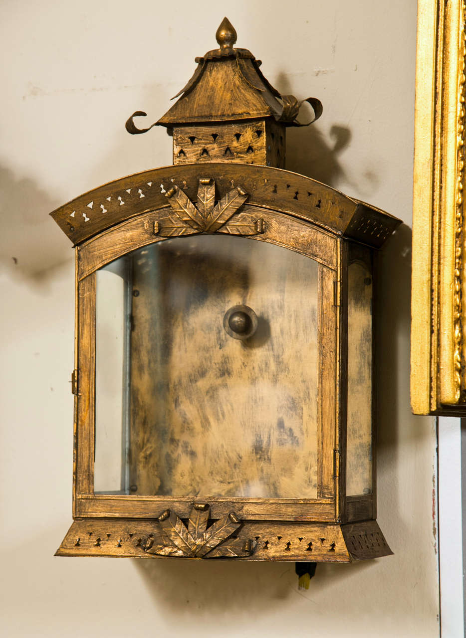 Pair of Tole Lantern Wall Sconces 3