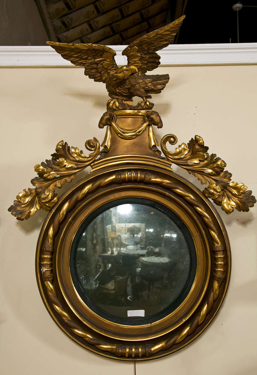 20th Century American Federal Style Eagle Convex Mirror