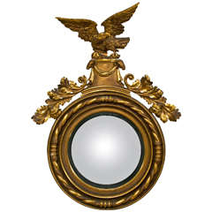 Antique American Federal Style Eagle Convex Mirror