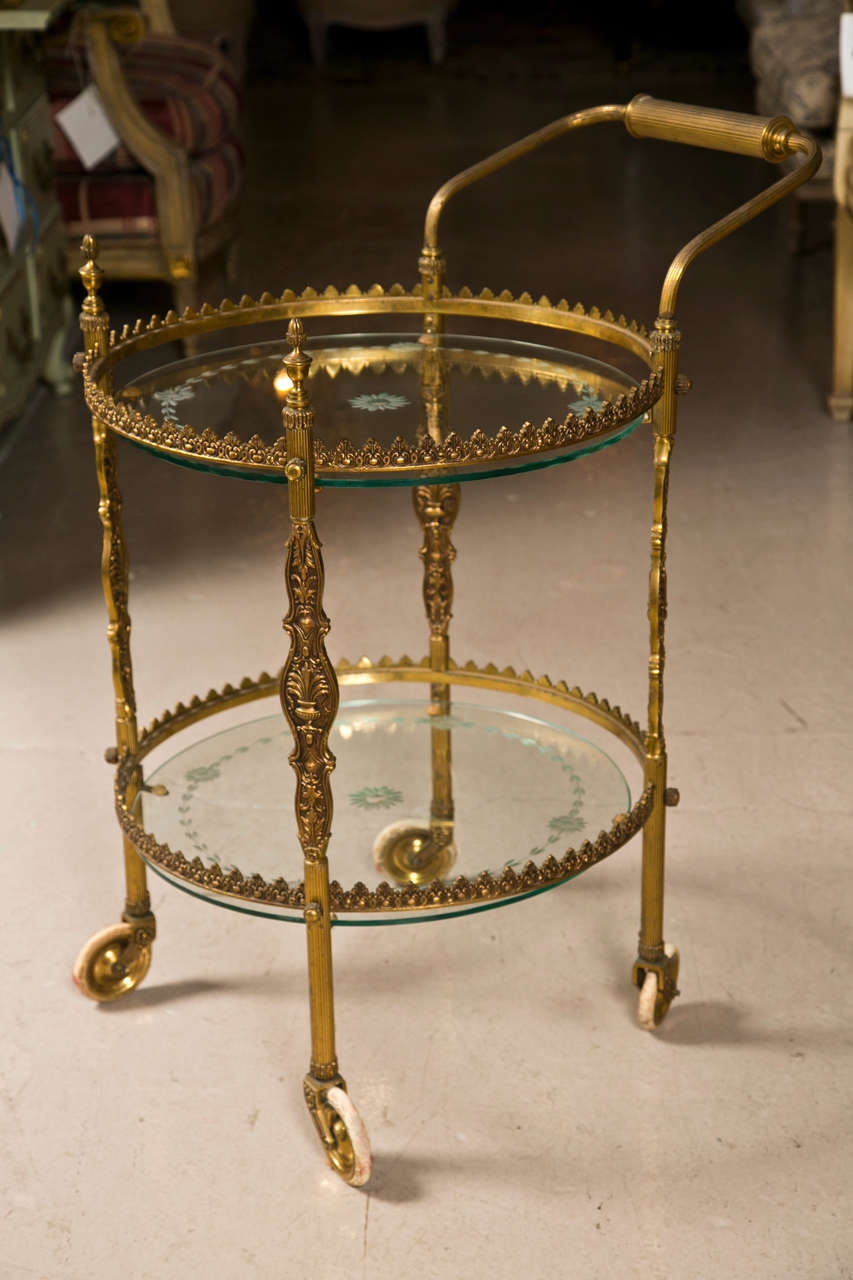 French Art Deco Style Gilt Bronze Bar Cart at 1stDibs