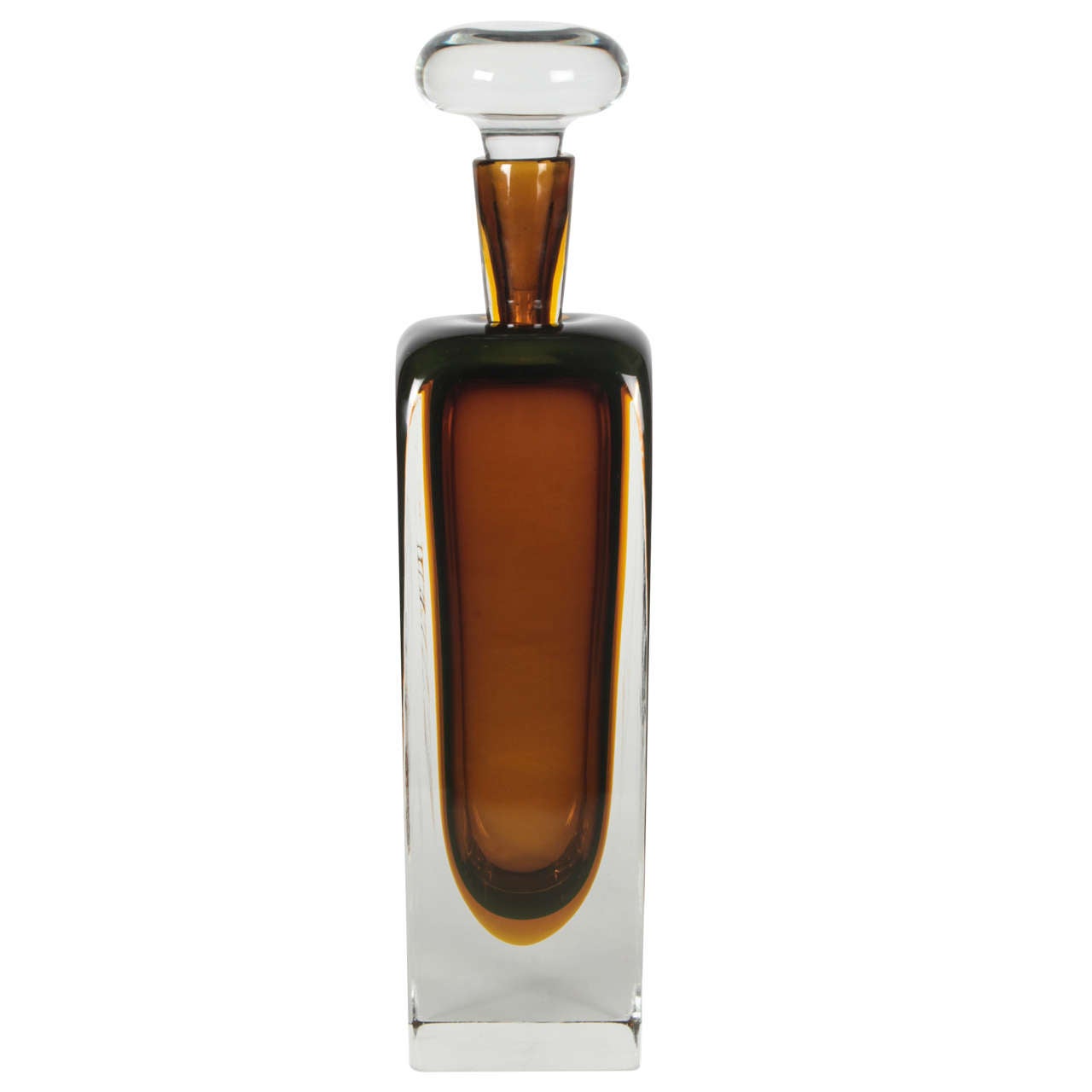 Flavio Poli for Seguso Large Murano Glass Bottle with Stopper, circa 1950s For Sale