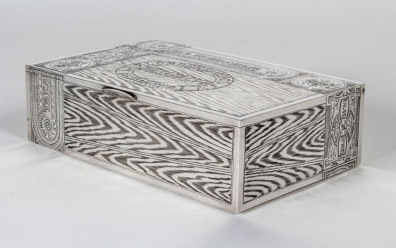 Russian Trompe L'Oeil Silver Gilt Cigar Box, circa 1908
