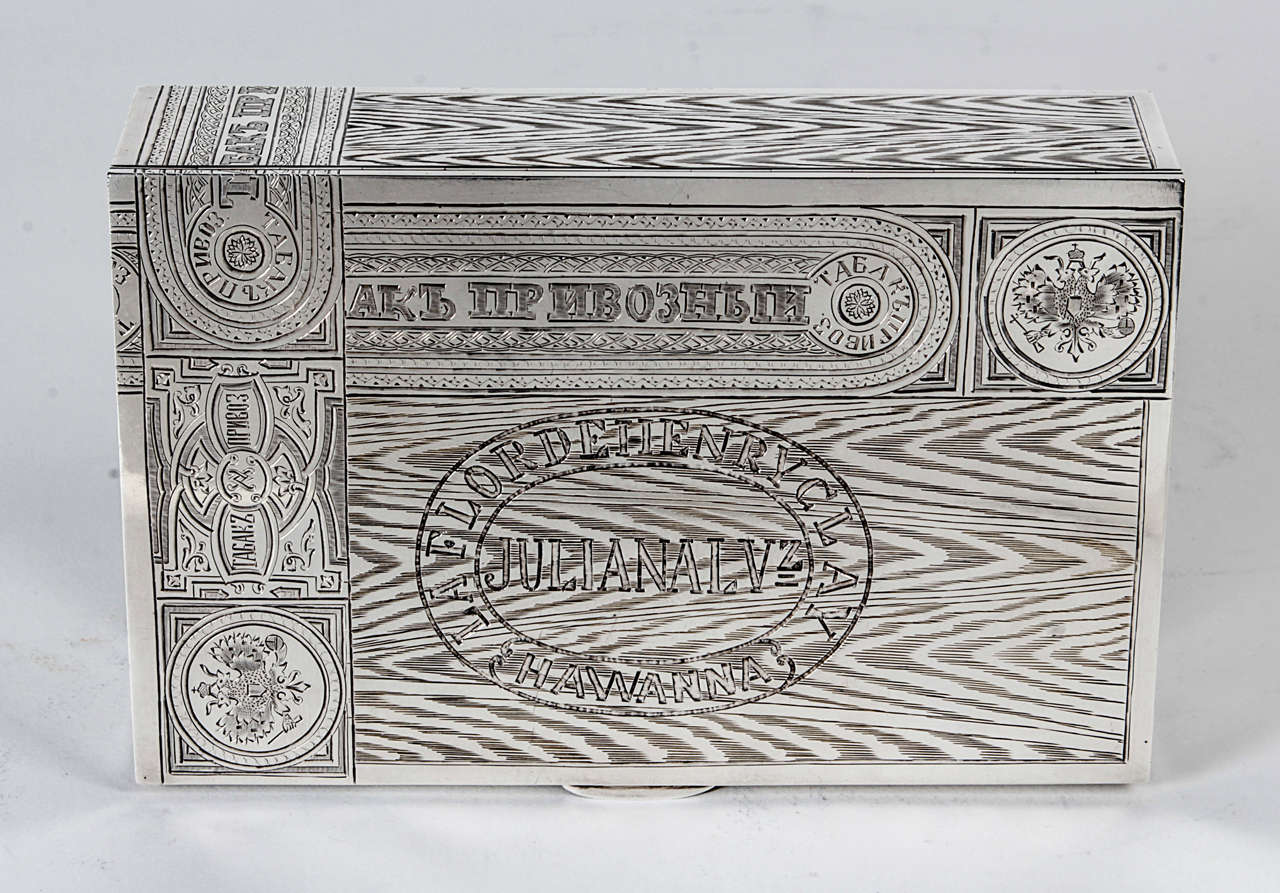 20th Century Russian Trompe L'Oeil Silver Gilt Cigar Box, circa 1908 For Sale