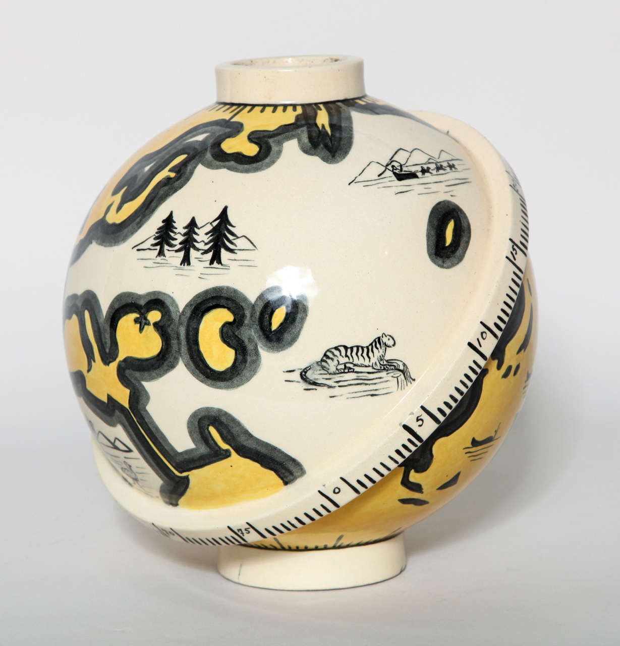 French Robert Lallemant Art Deco Le Tour du Monde Ceramic Vase