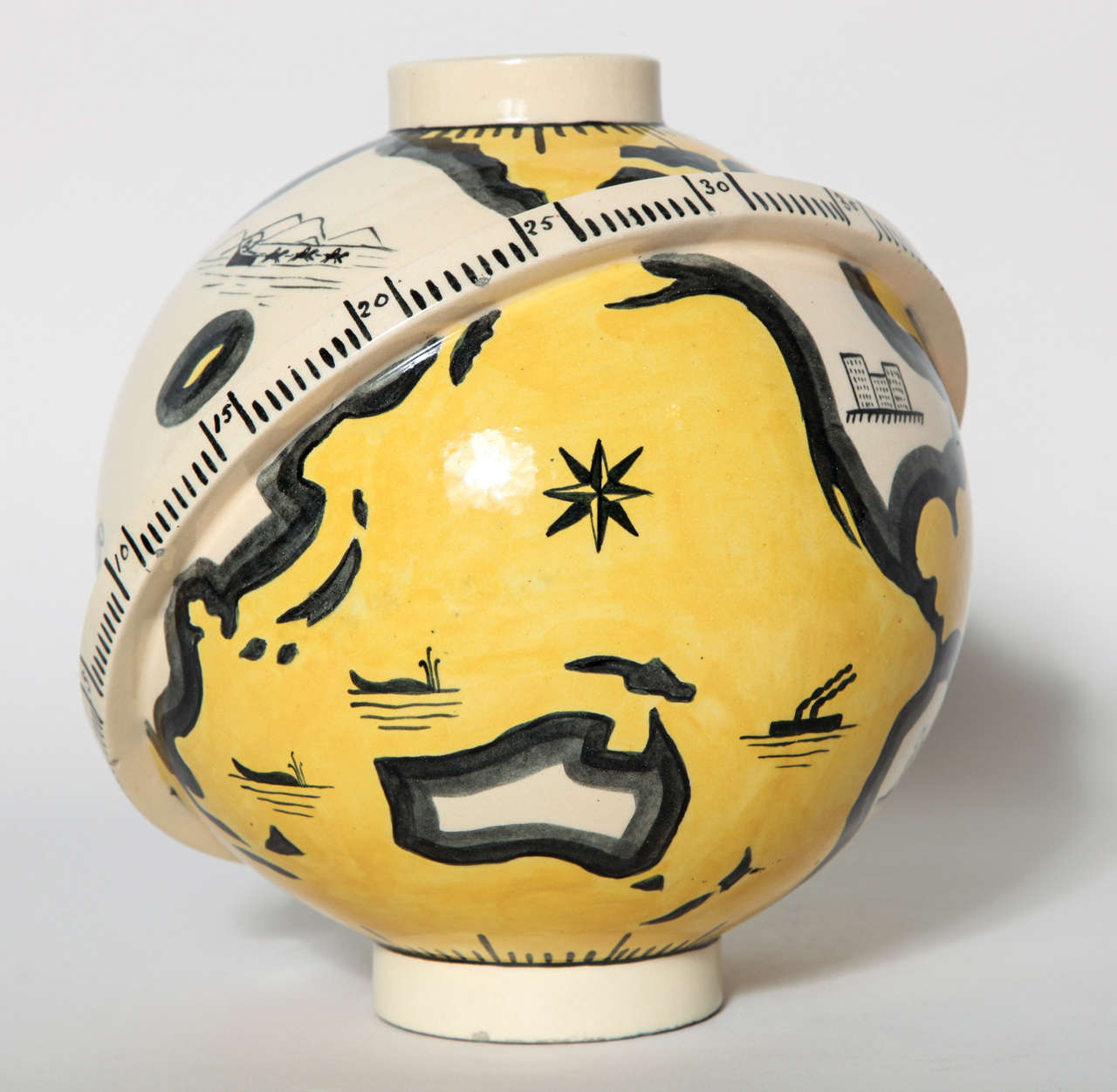 Robert Lallemant Art Deco Le Tour du Monde Ceramic Vase In Good Condition In New York, NY