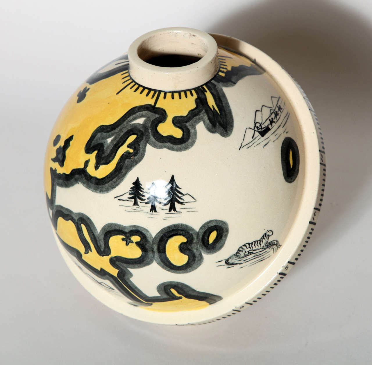 20th Century Robert Lallemant Art Deco Le Tour du Monde Ceramic Vase