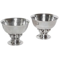 Antique Georg Jensen Danish Pair of Sterling Silver Compotes #197 A
