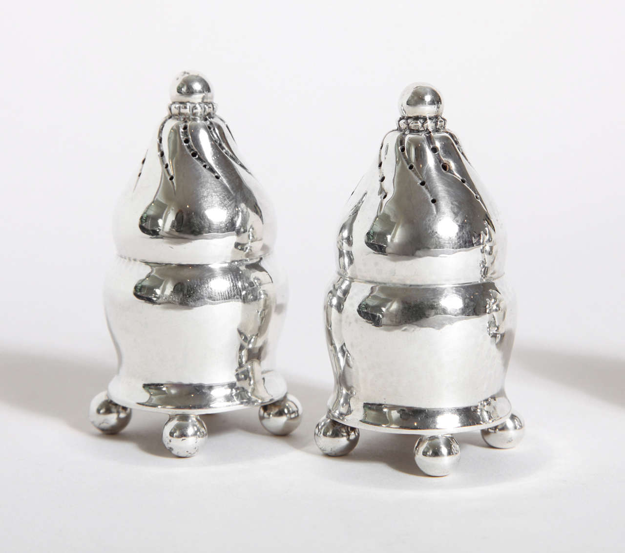 Georg Jensen Danish Set of Four Sterling Silver Casters #410 For Sale 5