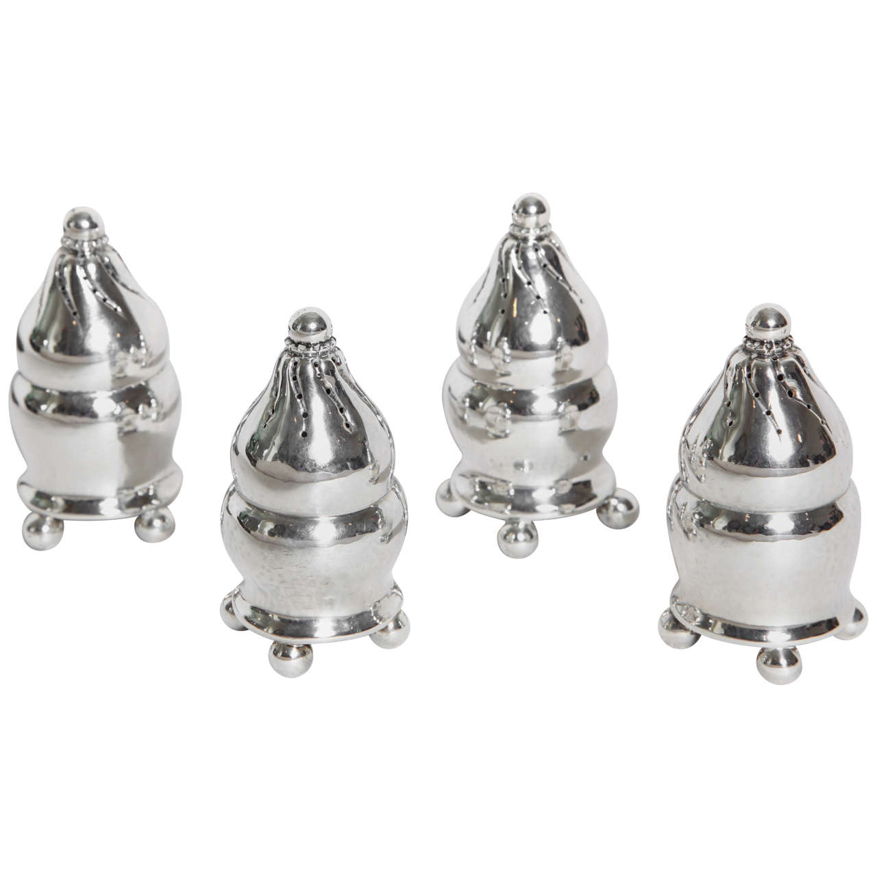 Georg Jensen Danish Set of Four Sterling Silver Casters #410 For Sale
