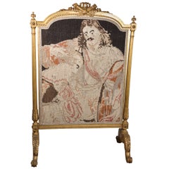 Antique 19th C. Giltwood Firescreen with Tapestry Inset