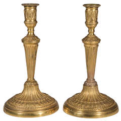 Pair of French Empire-Style Gilt Bronze Candlesticks