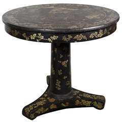 Round Pedestal Table With Gold Chinoiserie Decoration