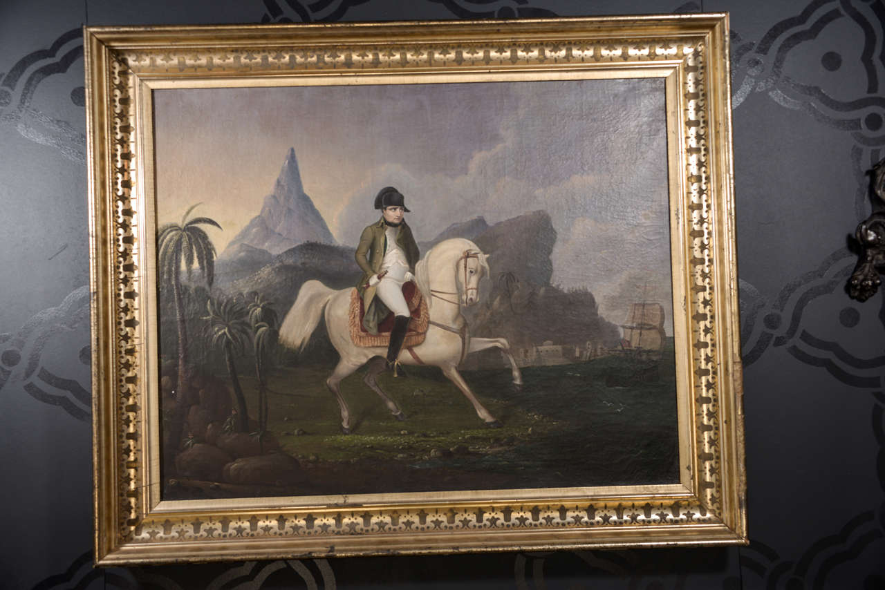 Early 19th century oil painting of Napoleon Bonaparte on horsebback.  This is an individual item, not a set.