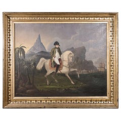 Early 19th Century Oil on Canvas Depicting Napoleon Bonaparte on Horseback