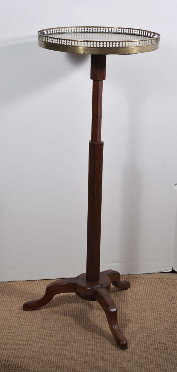 19th c. French Marble-Top Mechanical Height-Adjustable Walnut Stand