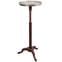19th c. French Marble-Top Mechanical Height-Adjustable Walnut Stand