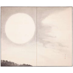 Japanese Two-Panel Screen, Moonlit Sky