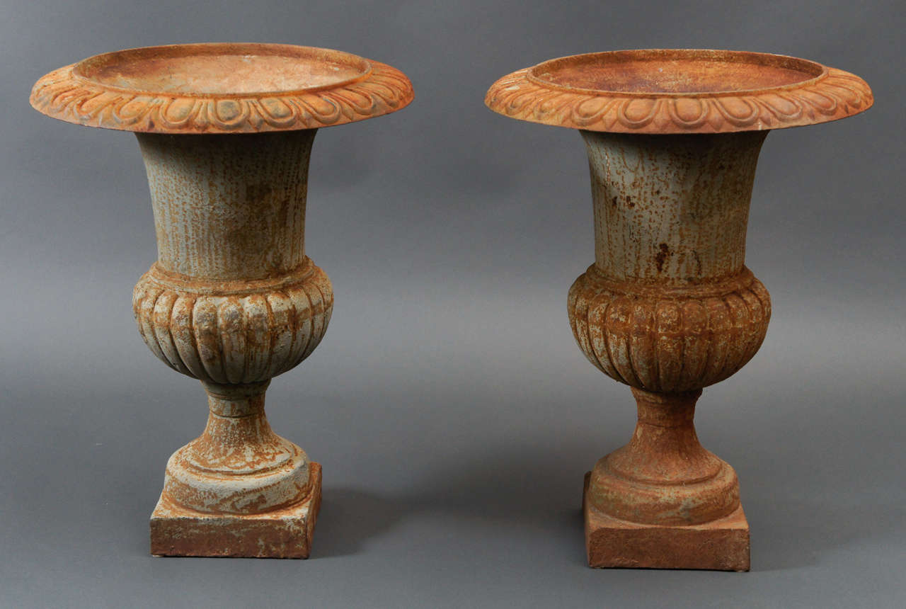 20th century French iron urns.