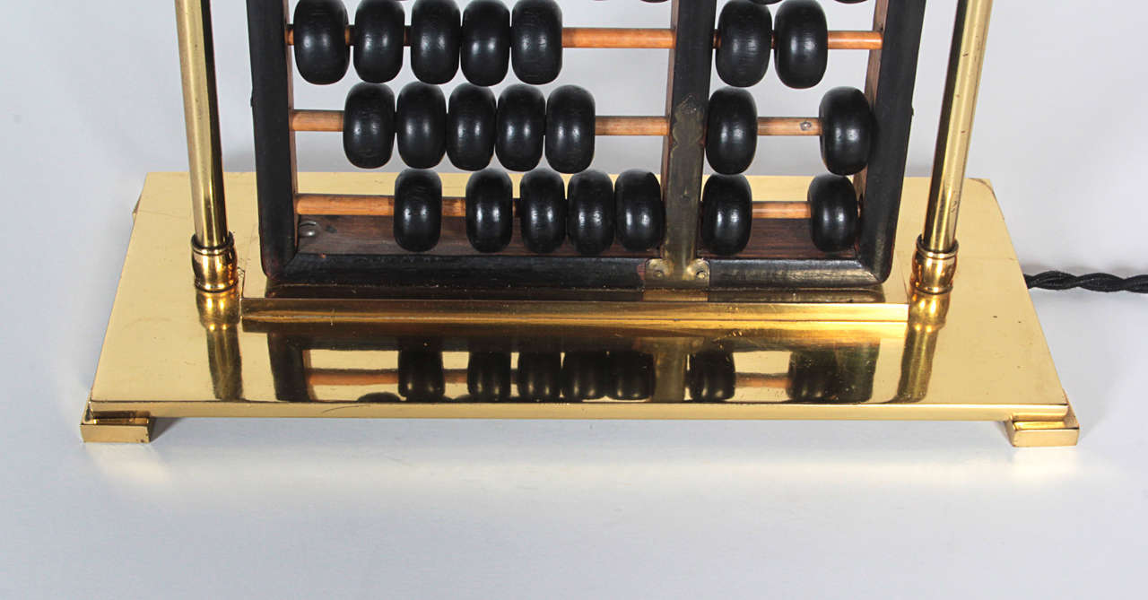 Mid-Century Modern Abacus Wood and Brass lamp
