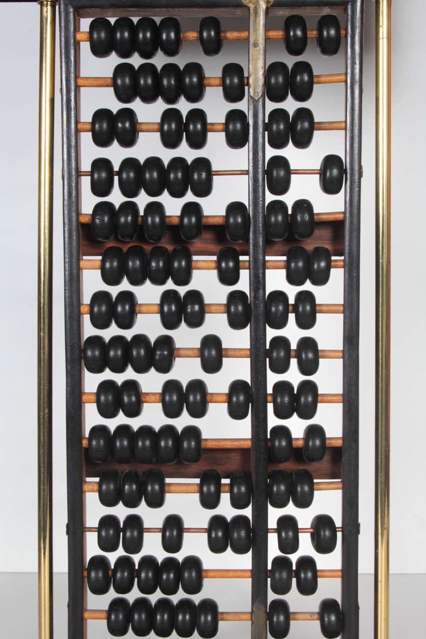 American Abacus Wood and Brass lamp