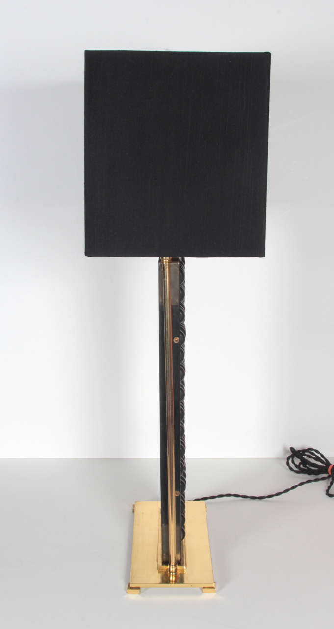 Mid-20th Century Abacus Wood and Brass lamp