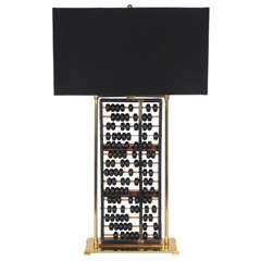 Abacus Wood and Brass lamp