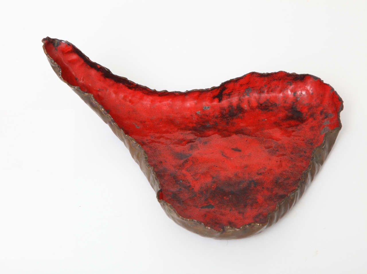 Hammered Copper and Enamel Dish by Marcello Fantoni