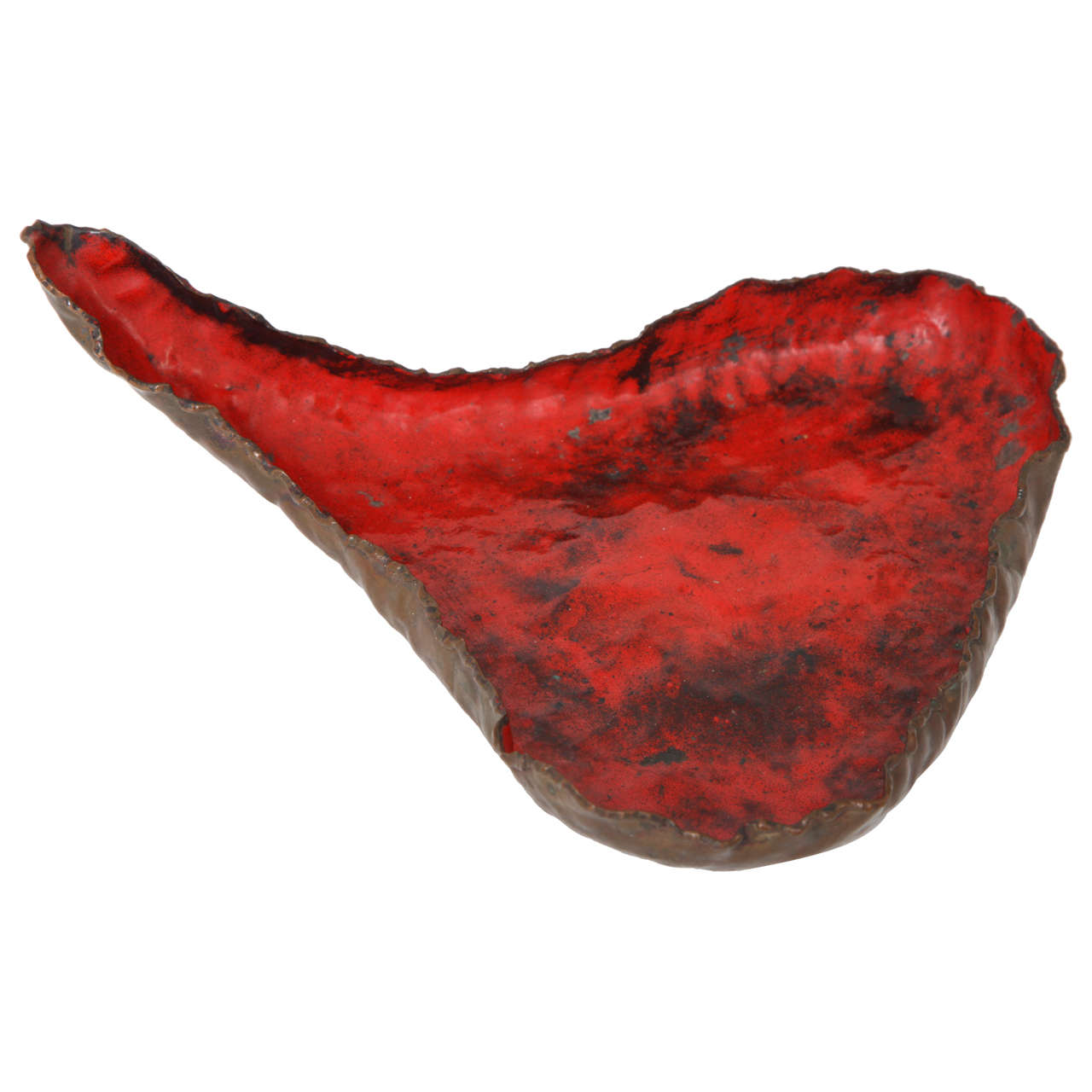 Hammered Copper and Enamel Dish by Marcello Fantoni For Sale