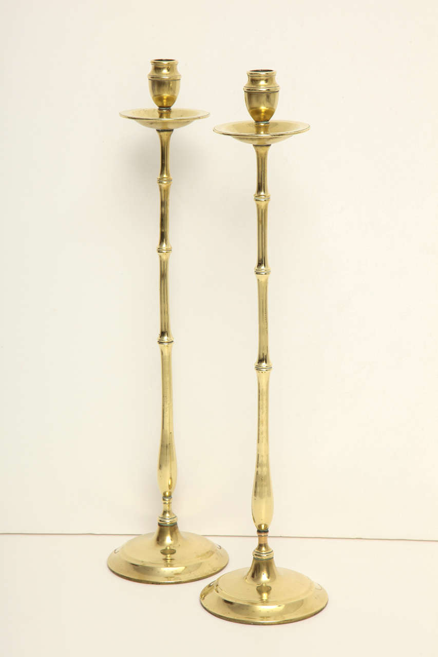 British Pair of English Regency Brass Candlesticks