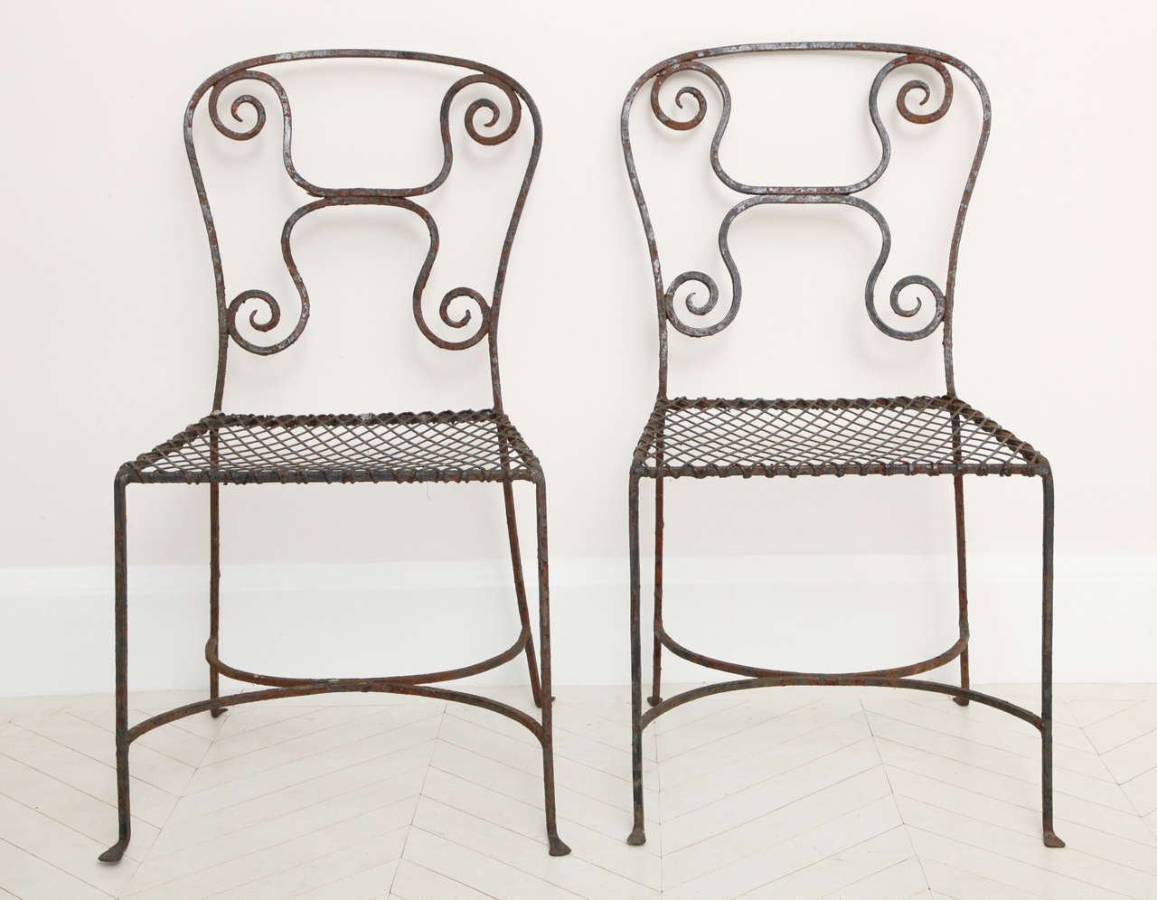 Pair of 19th Century French Metal Chairs at 1stDibs