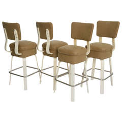 Vintage FOUR 1940s Thonet Swiveling  Bar Stools Joe Atkinson Design