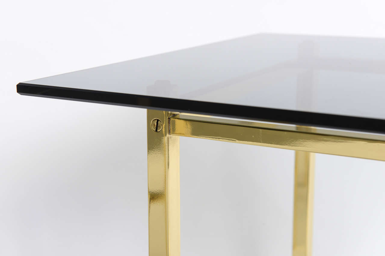 Fine  Solid Brass and Smoked Glass European Side Table 4