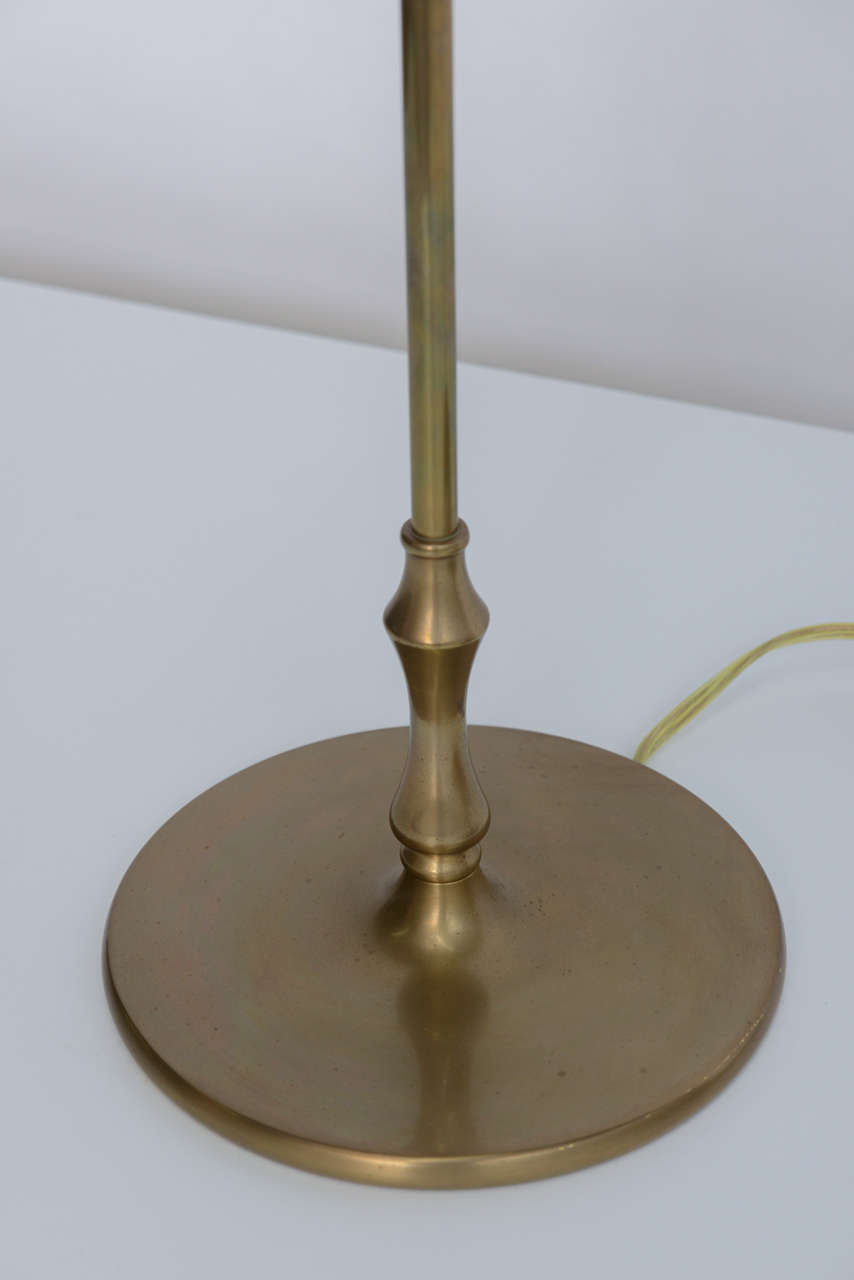 Tiffany Style Large Chapman Brass Candlestick Table Lamps In Excellent Condition In Miami, FL