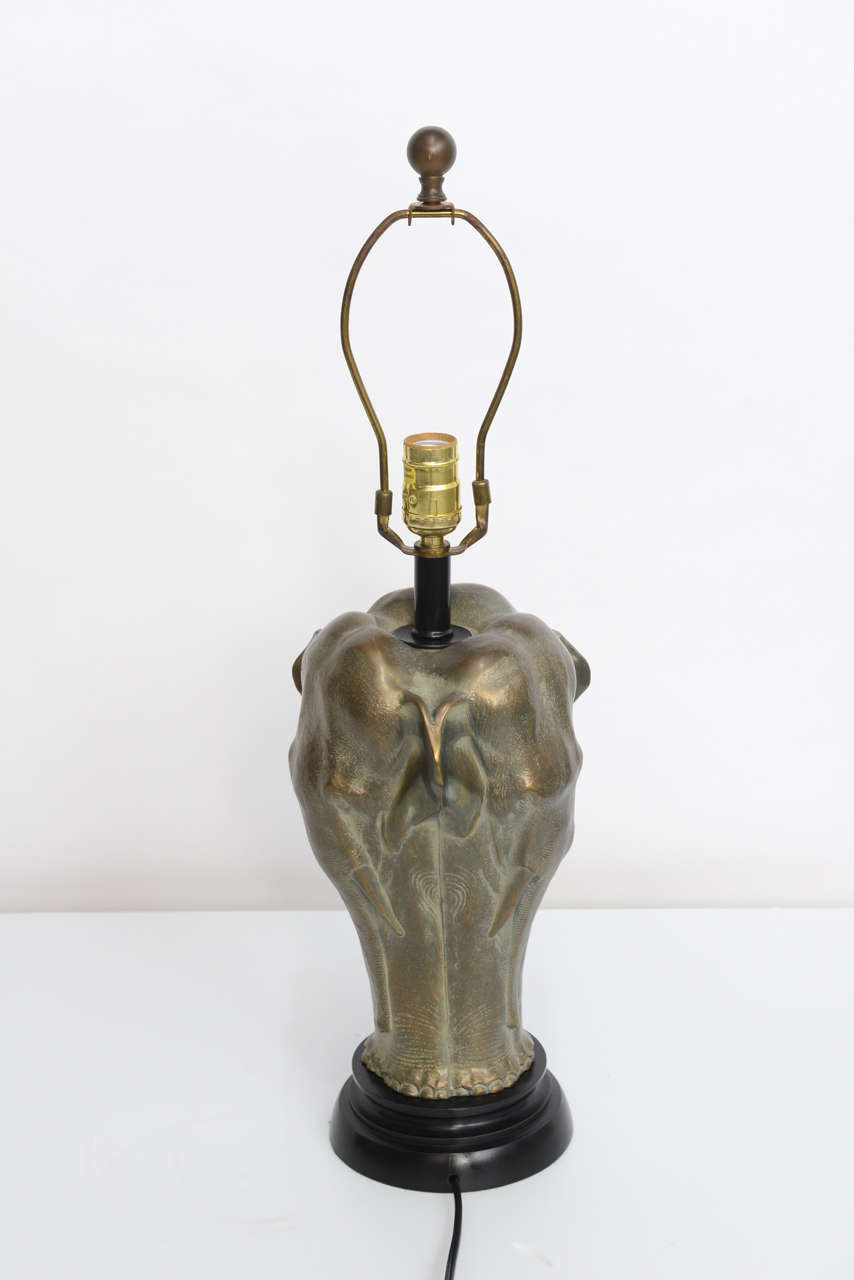 Chapman Sculptural Bronze Elephant Table Lamp In Excellent Condition In Miami, FL
